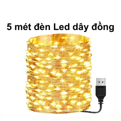 5m Dây Đèn Led Trang Trí Đèn Led Dây Đồng Không Chớp Nháy Fairy Light / Đèn đom đóm sử dụng nguồn điện 5v USB trang trí giáng sinh noel năm mới sinh nhật