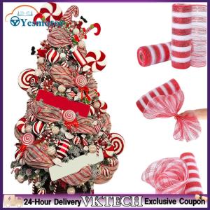 【Local Shipment】Seasonal Christmas Mesh Ribbon for Wreaths and Bows 2 Rolls Festive Decoration Accessories