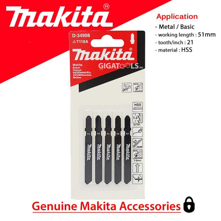 Makita D-34908 Jigsaw Blade Set for Metal/Basic Cut T118A (5pcs