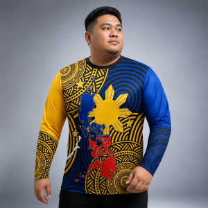 Mens Philippine Graphic Long Sleeve Sports Shirt Quick Dry Breathable Training Jersey LA037