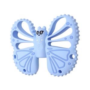 LETIGO with Remote Control Vibrating Teether Food Grade Silicone Butterfly Shape Chewy Sensory Toy  Soft Baby Teether Toy For 6-12 Months
