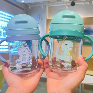 JUNCHUANG 250mlถ้วยน้ำดื่มเด็กพร้อมที่จับ ถ้วยน้ำทารกแบบพกพาสำหรับเด็กวัยหัดเดิน Gravity Ball ถ้วยน้ำเด็กสำลัก