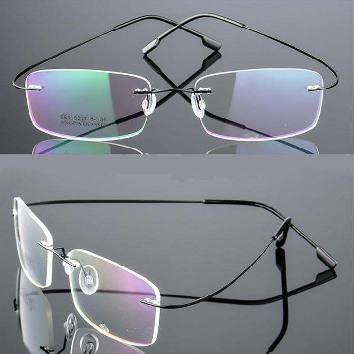 Flexible Memory Metal Rimless Eyeglasses Frame Glasses Optical Frame ...