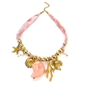 Stylish Ceramic Sea Shell Starfish Charm Necklace Adjustable Length Neckwear Comfortable Summer Accessory