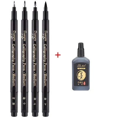 4 Pcs Mix / Set Calligraphy Pen Hand Lettering Pen Brush Lettering Pen Writing Marker Stationery