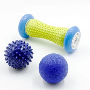 3 in 1 Spike Acupuncture Therapy Foot Massage Roller Body Massager Ball Home Fitness Yoga Pilates Foam Block Relax Waist Back Arm Leg Sore Muscle Pain Relief Tool