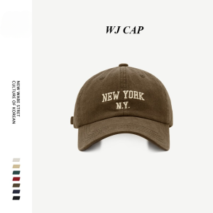 【WJ】Korean embroidered soft top baseball cap for men Internet celebrity street photography autumn and winter Korean version fashion show face small duckbill cap woman
