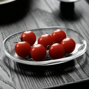DEER Heat-resistant Glass Dessert Dish Oval Shape Transparent Trinket Storage Tray Jewelry Trinket Tray Exquisite Spit Bone Plate Decoration