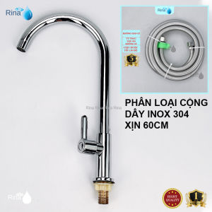 ỐNG BI QUAY SIÊU NHẸ Vòi nước rửa chén bát lạnh inox 304 xi bóng xoay 360 thân lớn 24 Rina RN6031B quay nhẹ nhàng