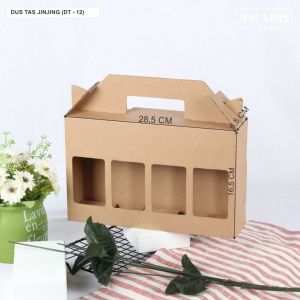 DT-12 Kardus Die Cut Tas Jinjing Botol 350ml x 4 Isi 10 Pcs Amaris Packaging