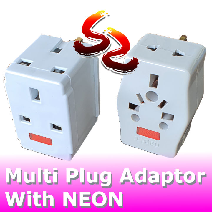 NEON Multi Adaptor Malaysia 13A UK 3 Way SPLITER Adapter 2 Pin 3 Pin ...