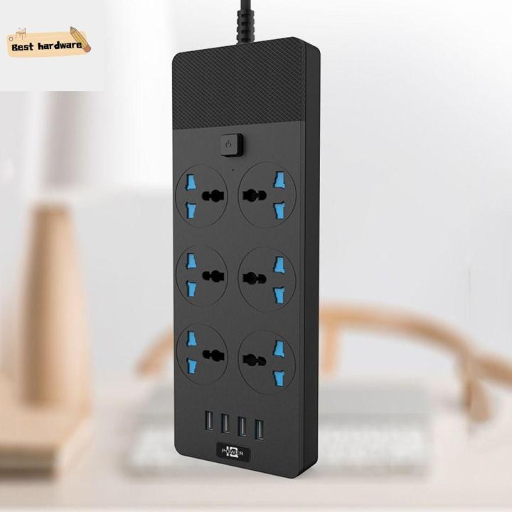 DJRGS 4 USB Ports Power Strip Overload Protection 6 Gang Way Plug