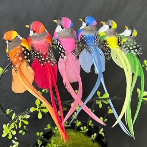 FXUP 1/6PCS Christmas Tree Figurines Decor Simulation Birds Statue Colorful Xmas Model Birds Indoor Outdoor Ornament Fake Bird For Wedding Christmas Home