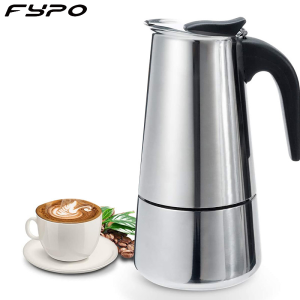 Fypo หม้อกาแฟมอคค่าสแตนเลสขนาด300มล./600มล. หม้อต้มกาแฟพร้อมตัวกรองลาเต้เอสเปรสโซ