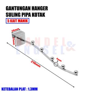 Hanger suling kotak 5 7 9 belalai untuk pipa kotak Gantungan Baju Tembok
