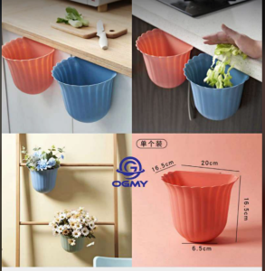 Wall Mounted Kitchen Trash Can Door Hanging Trash Bin Waste Bin or Flower pot flower wall bucket