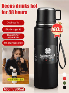 Insulated Food Jar Large Capacity Thermos 48 Hour Heat Retention Double Lid Stainless Steel Lunch Container