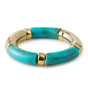 SEEMAY Stretchy Leopard Bracelets Acrylic Beaded Curved Tube Bangle Fashion Hand Jewelry Bohemia Style Bracelets Women