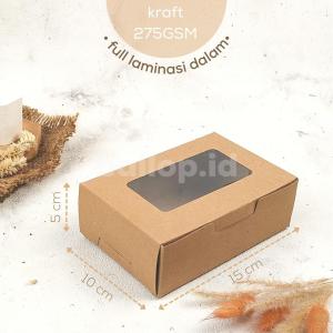 [20 PCS] KRAFT 15 10 5 CM Laminasi Jendela Kotak Box Kemasan Dus Roti Kue Cake Cookies Mini Brownies Kecil