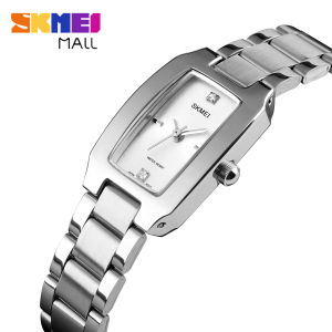 SKMEI 1400 Womens Quartz Watch Luruxy Diamond Dial Fashion Lady Wristwatch Stainless Steel Band 30m Waterproof