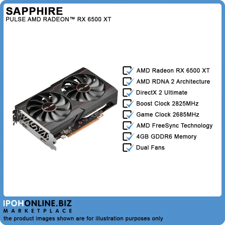 SAPPHIRE PULSE AMD Radeon RX6500 XT GAMING OC 4GB GDDR6 PCI-Express 4.0 HDMI DP Graphics Card | Ipohonline
