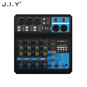 F-5A 5 Channel Audio Mixer Portable Mini Sound Mixing Console USB Interface Echo & Reverb Effects 48V Phantom Power Bluetooth 3-Band EQ for PC Recording DJ Stage Performance Studio Broadcast Webcasting Song recording beginner or studio use