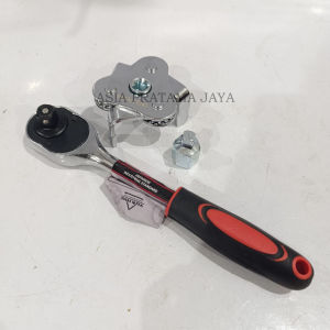 MURAH SET kunci oli filter kaki 3 + gagang sock gagang rachet / kunci pembuka filter oli two way (63-102mm) + gagang sock gagang rachet kunci pembuka filter oli mobil universal