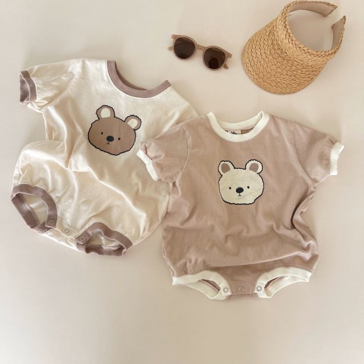 Summer Baby Romper Cute Bear Print Newborn Clothes Baby Boys