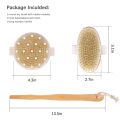 Dry Brushing Body Brush Set of 2, Dry Skin Exfoliating Brush, Handle Back Scrubber for Shower, Dry Brush for Cellulite. 