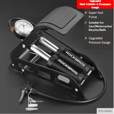 [SG SELLER] ROCKBROS Foot Pump Bicycle Pump High Pressure Portable Basketball Bicycle Electric Bicycle Motorcycle Car Air Pump Road Bike Folding Bike