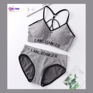 Bra Set Sport Push Up Wanita Premium Olahraga Gym Fitness Aerobik Zumba Cup B Ukuran 40-65 kg LXE