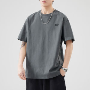 Spring New Arrivals 260 Heavy weight t Popular Japanese-style loose-fitting short-sleeve mens summer pure cotton casual printed shirt