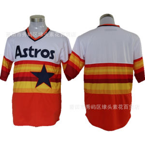 MLB ASTROS Áo bóng chày bán buôn Astros phiên bản cầu vồng 3 27 44 Áo thun thêu Áo bóng chày