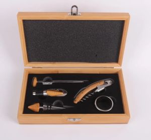 xpkQ Red Wine Tool Bamboo and Wood Set Gift Wine Bottle Opener Set Kitchen Gadgets Wine Accessories M1Y4T