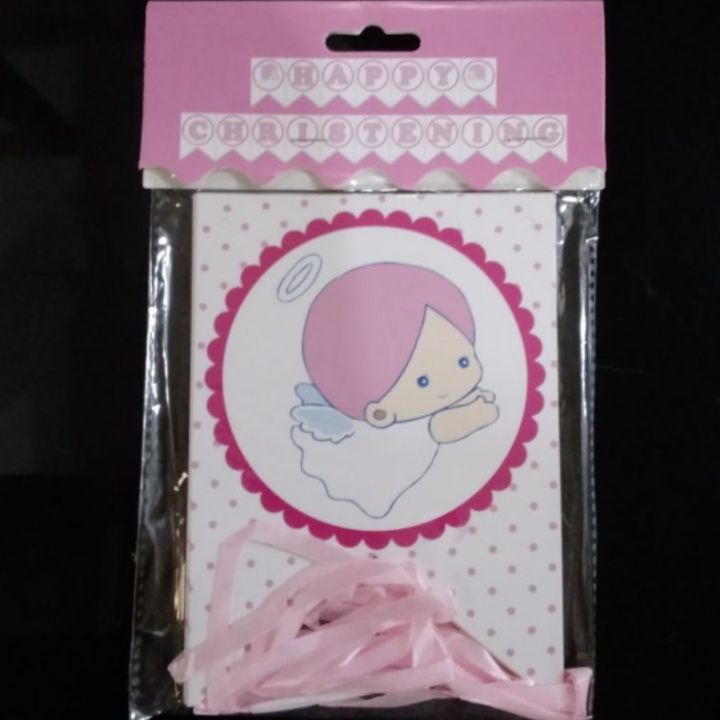 Tauf-Banner „On Your Christening Day“ – Pink, Folien-Wimpel, Für Taufparty & Deko