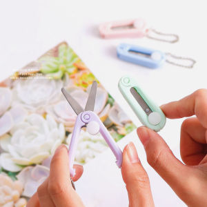 INS Minimalist Pastel Colour Cute Mini Scissors Portable Retractable Multipurpose Sewing Craft Paper Cutter Keychain