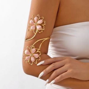 SPARAK Flower Upper Arm Bracelet Bohemian Punk Jewelry Hollow Metal Bracelet Fashion Geometric Bangle