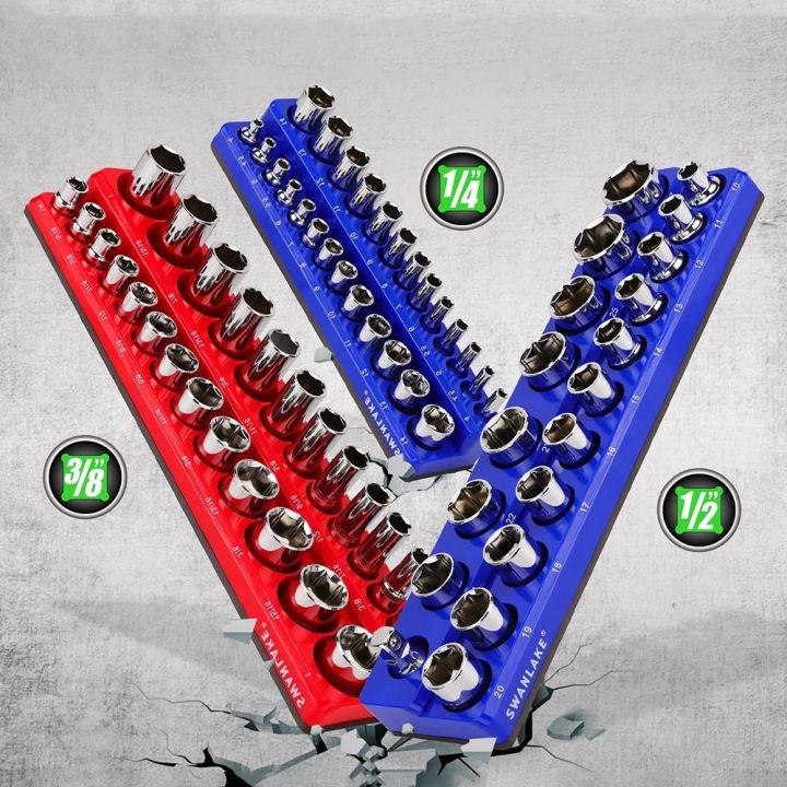 QUA 3Psc 1/4" 3/8" 1/2" Drive ic Socket Organizer Set Professional