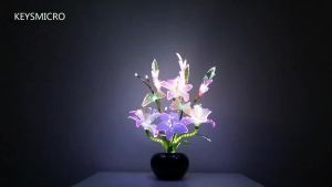 [PuWhao] Newest Dynamic Fairy lily butterfly Wedding decoration led Novelty artistic optical fiber flower Christmas New Year party Shop