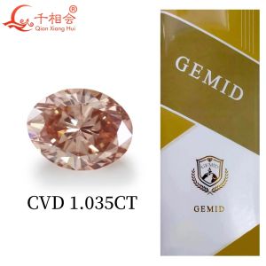 GEMID Certificate Oval Shape Lab Grown Diamond CVD 1ct Fancy Intense Brownish Pink VS1 Gem Stones for Jewelry DIY