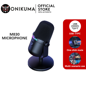 ONIKUMA M830 USB Microphone Colorful RGB Wired Gaming Noise Reduction Microphone Plug and Play Desktop Mic For PC /Live Streaming/Mobile phone