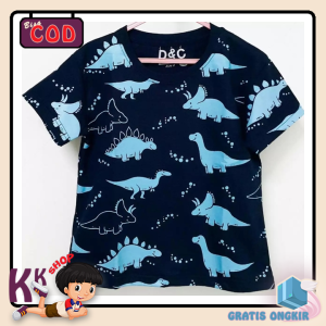 Baju Anak Laki Laki / Kaos Anak Motif Dino FP Navy 1 - 10 Tahun