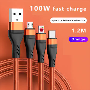 100W Super Fast Charging Cable 6A Quick Charging Wire 3 in 1 USB Cable Android USB C Fast Charger MicroUSB Type C Charger