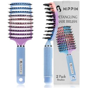 Bộ 2 lược chải tóc lông lợn HIPPIH giúp gỡ rối và làm mượt tóc khi ướt và khô.    Lông lợn tự nhiên giúp tóc bóng mượt và dễ chải gỡ rối cho tóc dài dày và xoăn có thể sử dụng trên tóc ướt và khô phù hợp cho phụ nữ nam giới và trẻ em.