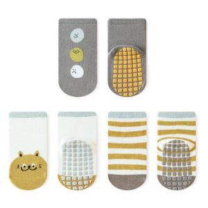 Set of 3 Pairs Non Slip Baby Socks Soft Warm Floor Socks Breathable Socks Toddlers Short Stocking for Fall Winter Months