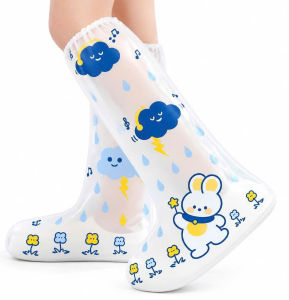 BỌC GIÀY ĐI MƯA CHO BÉ SET 5 ĐÔI CAO 35CM SIZE 25-35 | BỌC GIÀY TRẺ EM CAO CỔ CHUN CO GIÃN ĐẾ LIỀN