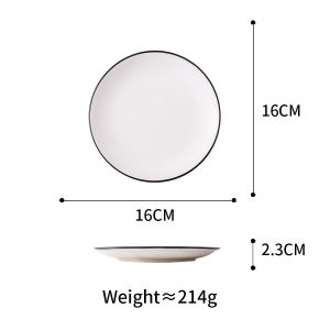 Nordic Ceramic Plate WHite Plate Black Edge Disc 6 "/8" /10 "Family Plate Plate Restaurant Plate Plate Fruit Salad Plate Plate Western Steak Plate Plate Dessert Plate