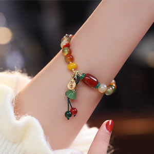 LL 18K GOLD Fashion Imitation green chalcedony Bead Bracelet B3414-B34734