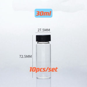 10pcs/set 30ml  Glass Seal Bottle Reagent Sample Vial with Screw Cap for Laboratory