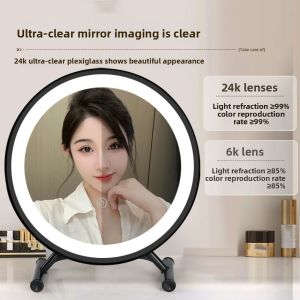 STARGOODS Touch Control LED Makeup Mirror USB Charging 3 Color Lights Portable Cosmetic Mirrors Modern Dimmable Lighted Mirrors Dressing Table